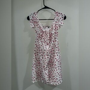 SHEIN White Dress with Pink Floral Design